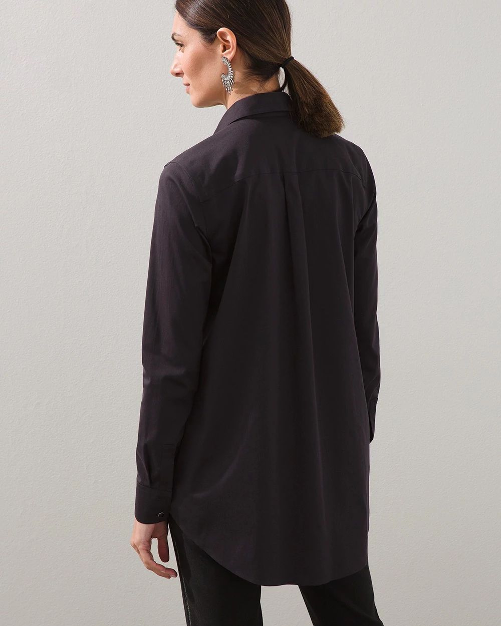 No-Iron Stretch High-Low Shirt