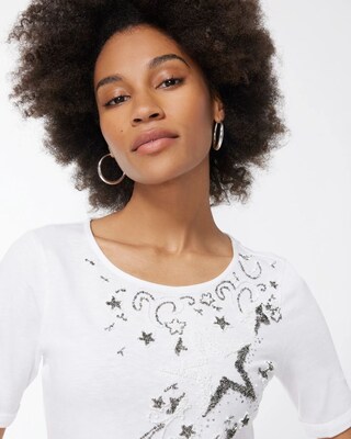 Star Spangled White Slub Tee