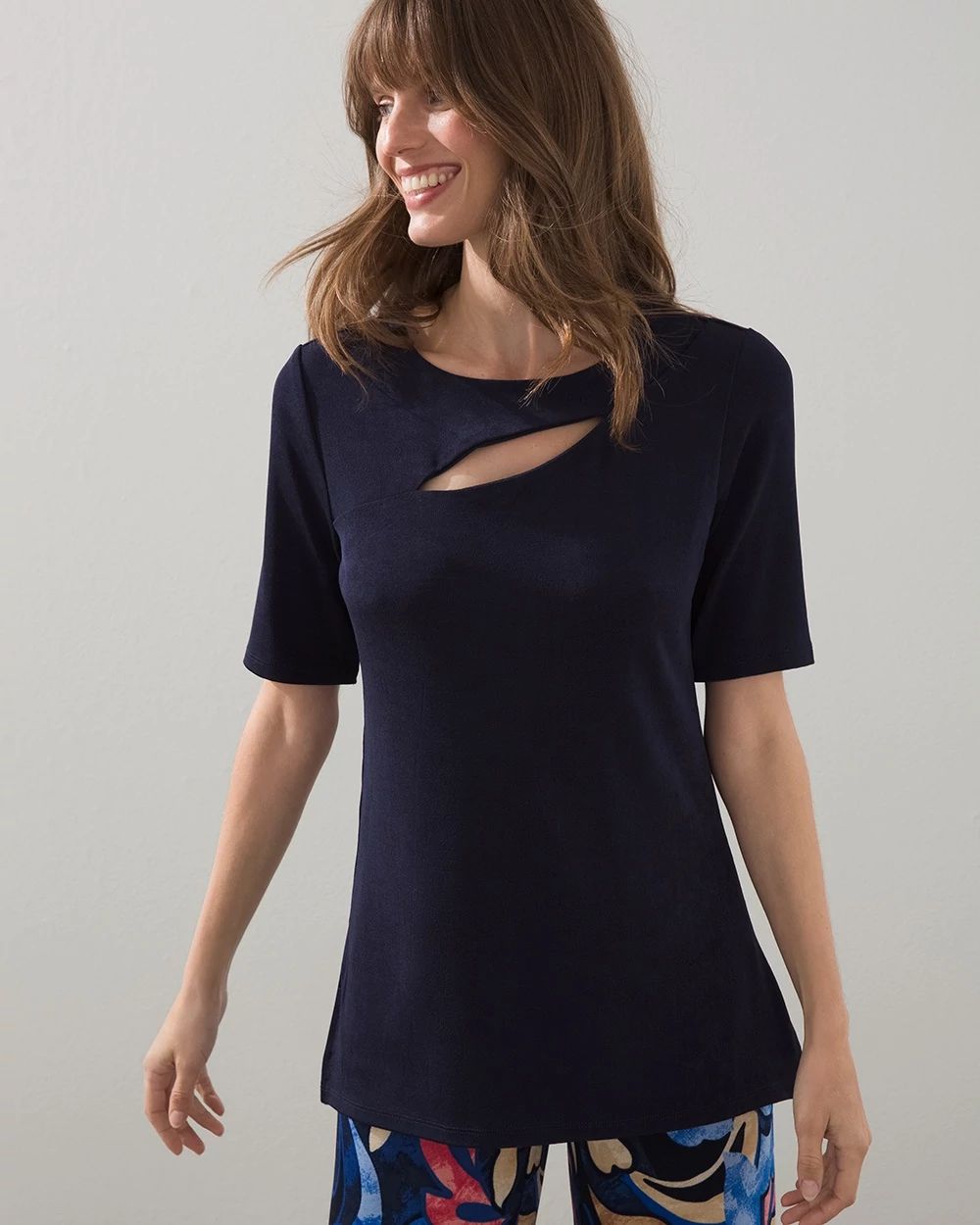 Travelers Elbow Sleeve Keyhole Top