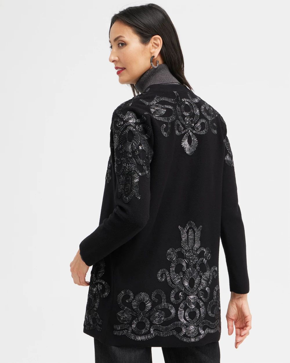 Foil Soutache Cardigan Sweater