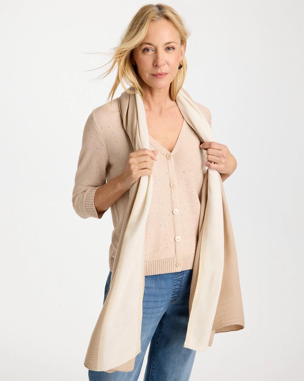 Ombre Pleated Oblong Scarf