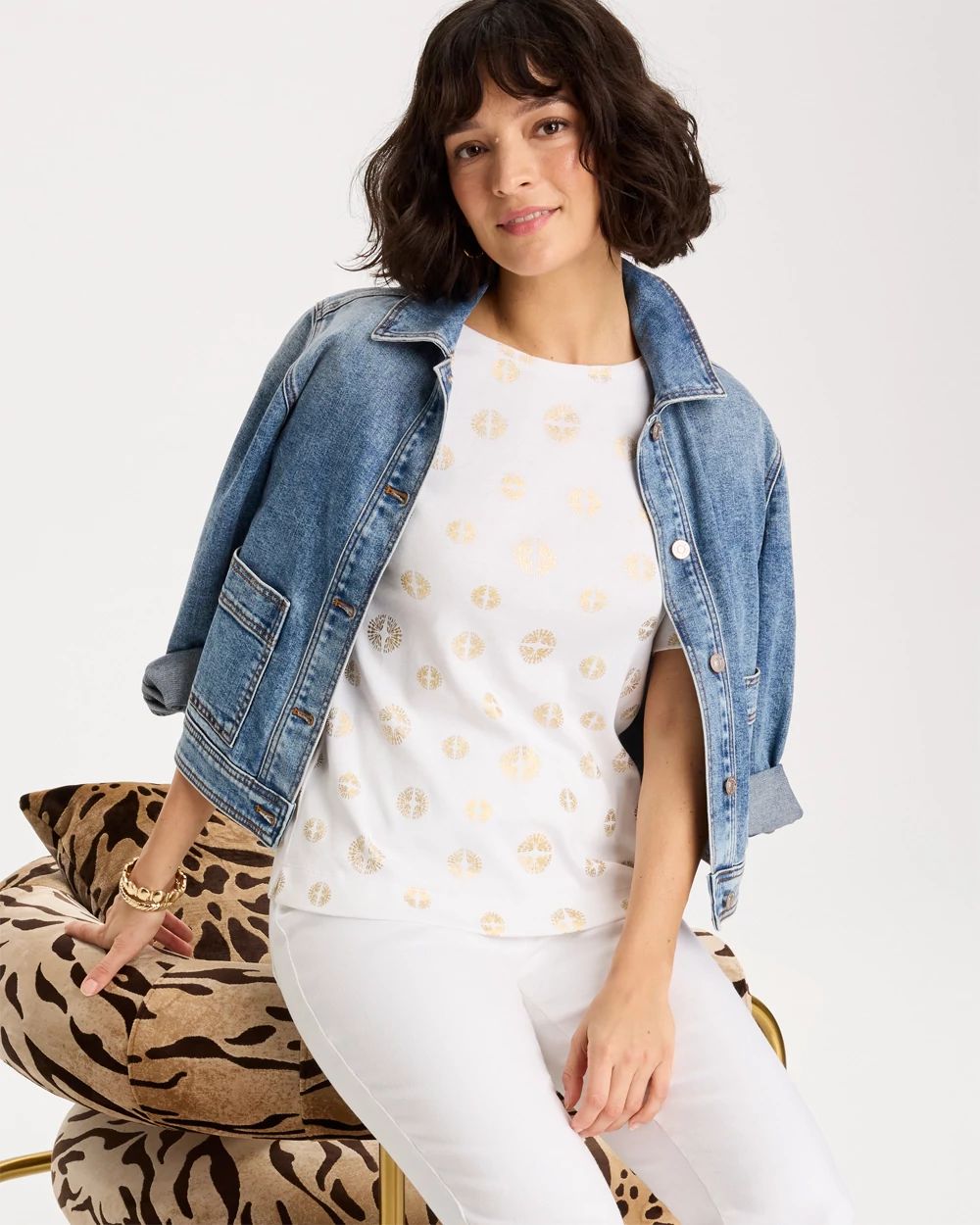 Stamped Pima Elbow Sleeve Tee click to view larger image.