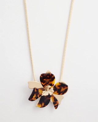 Faux Tortoise Floral Pendant Necklace