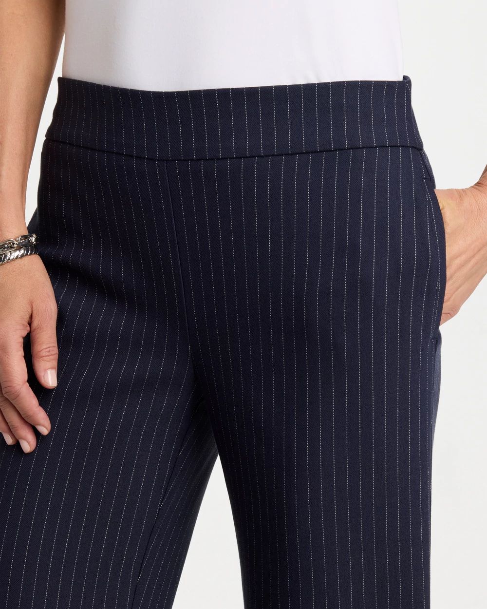 Brigitte™ Straight Pinstripe Cropped Pants click to view larger image.