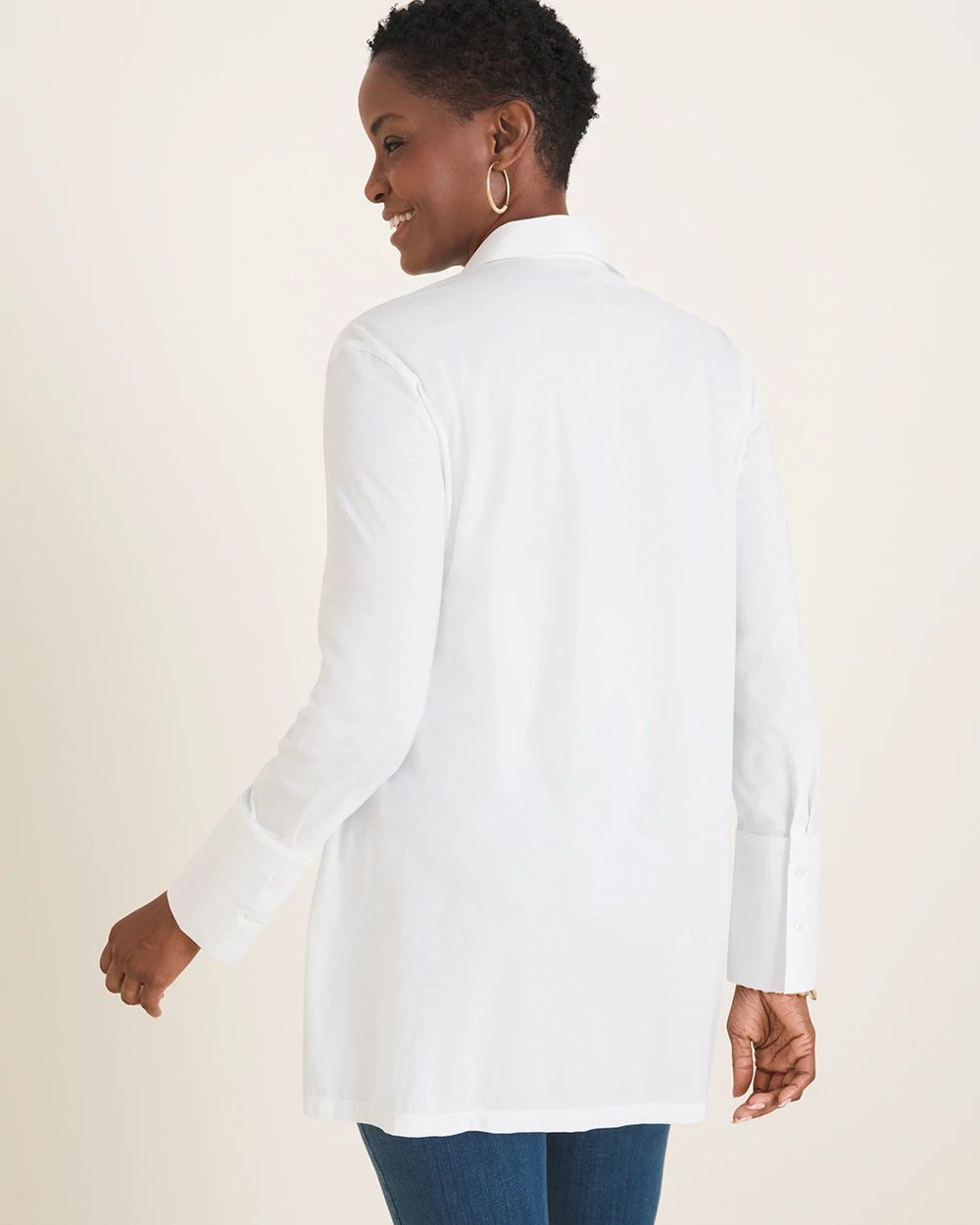 No-Iron Knit-Back Tunic