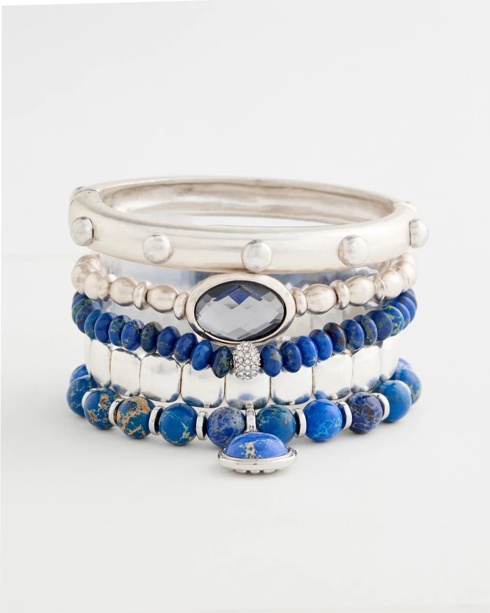 Blue Jasper Stretch Charm Bracelet click to view larger image.