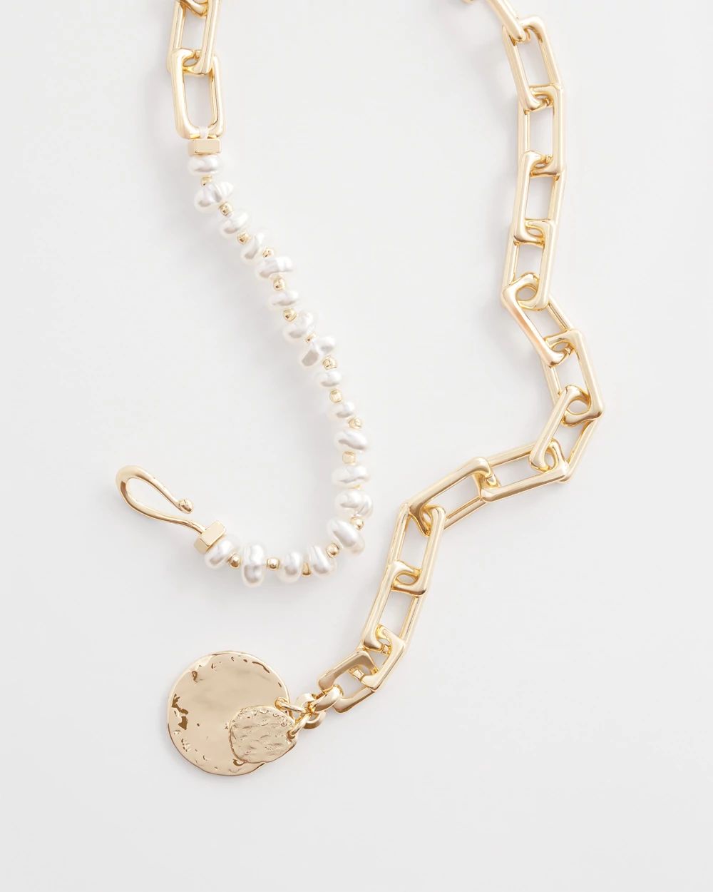 Gold Tone & Pearl Collar Necklace