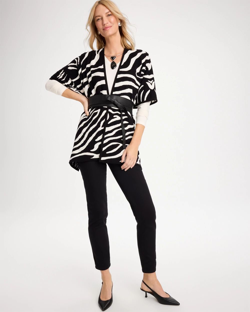 Jacquard Zebra Open-Front Ruana click to view larger image.