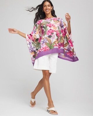 Floral-Print Poncho click to view larger image.