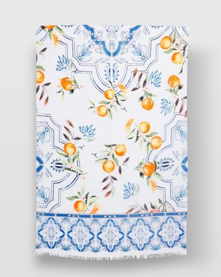 Silk Blend Tropical Oblong Scarf