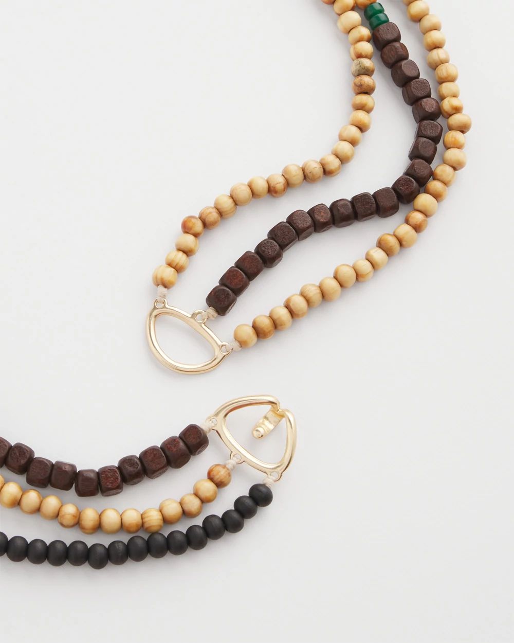 Layered Colorblock Wood Bead Necklace