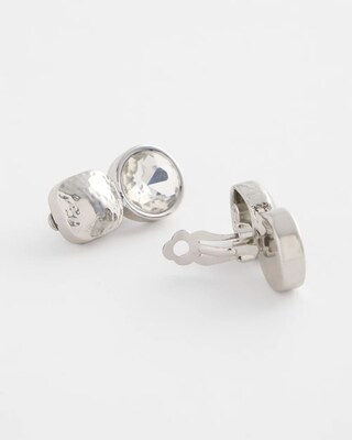 No Droop™ Silver Tone Crystal Clip-On Earrings click to view larger image.