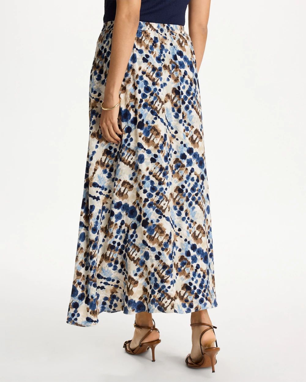 Faux Silk Printed Maxi Skirt click to view larger image.
