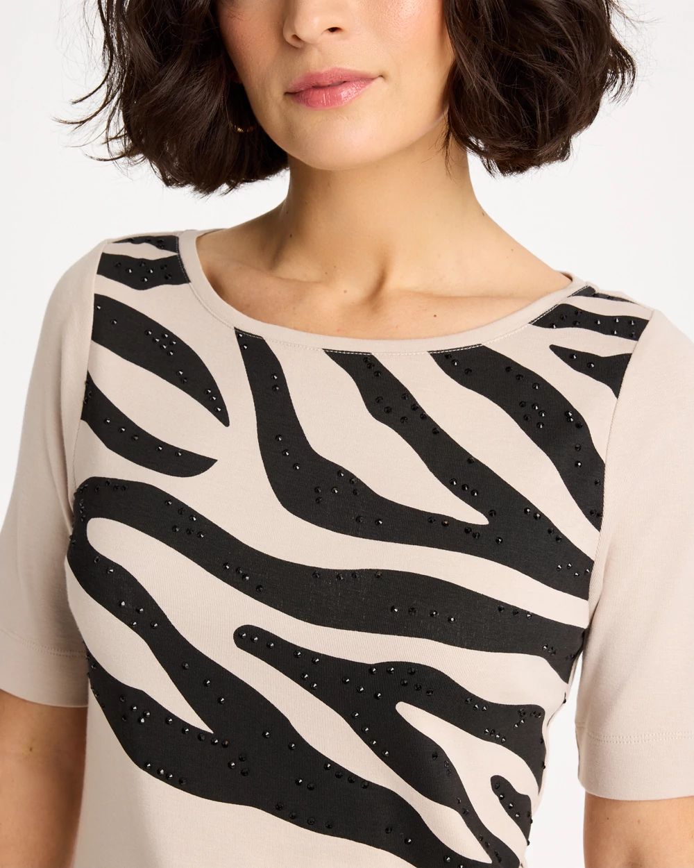Zebra Pima Elbow Sleeve Tee click to view larger image.