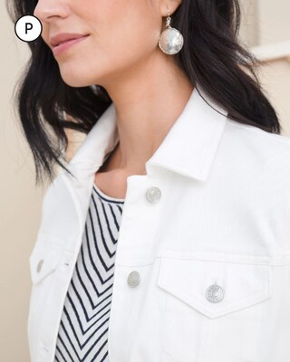 Petite No-Stain Fray-Hem Denim Jacket