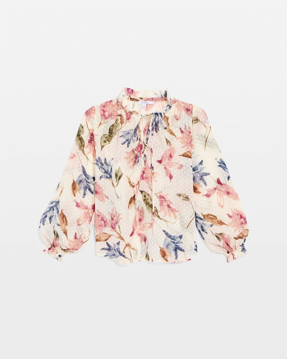 Clip Dot Floral Popover Blouse click to view larger image.