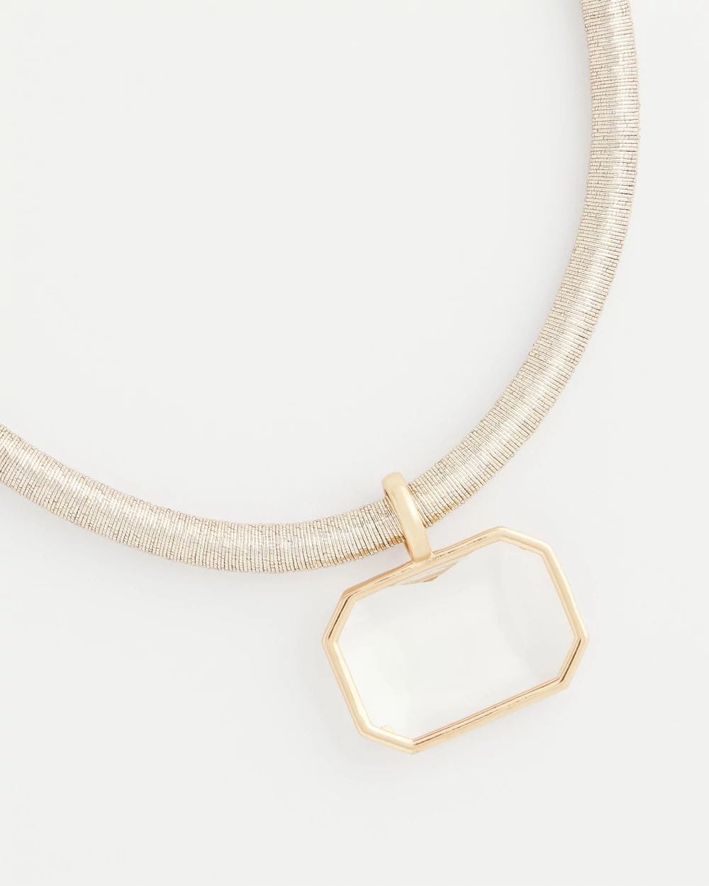 Goldtone Glass Gem Pendant Cord Necklace