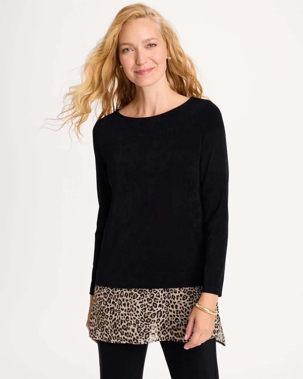Travelers™ Leopard Chiffon-Hem Tunic