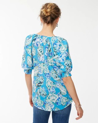 Shell Print Ramie Blend Blouse