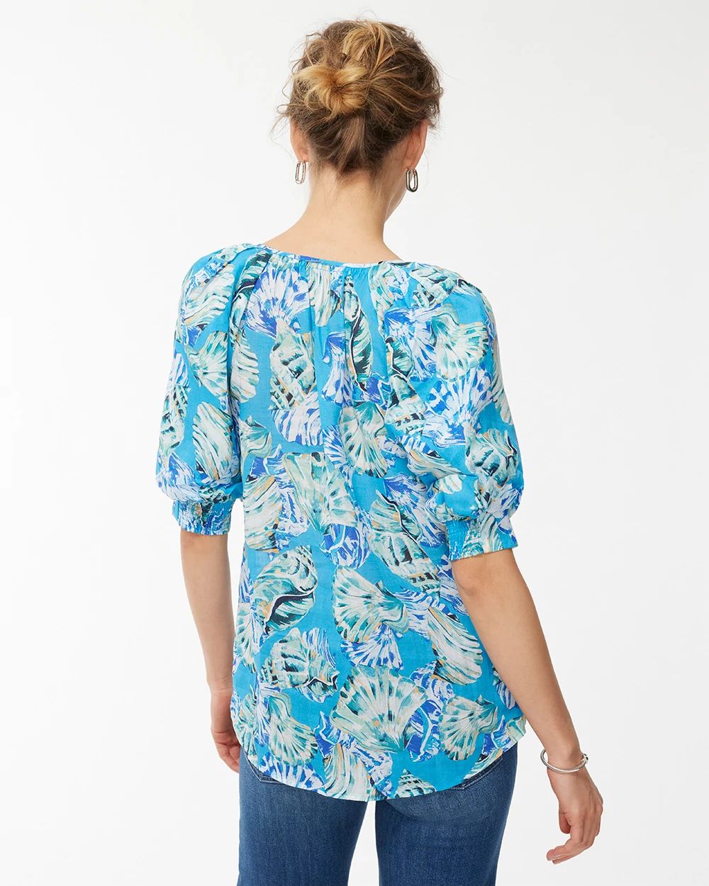 Shell Print Ramie Blend Blouse