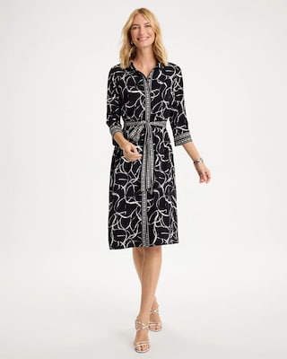 Ponte Printed Shirtdress