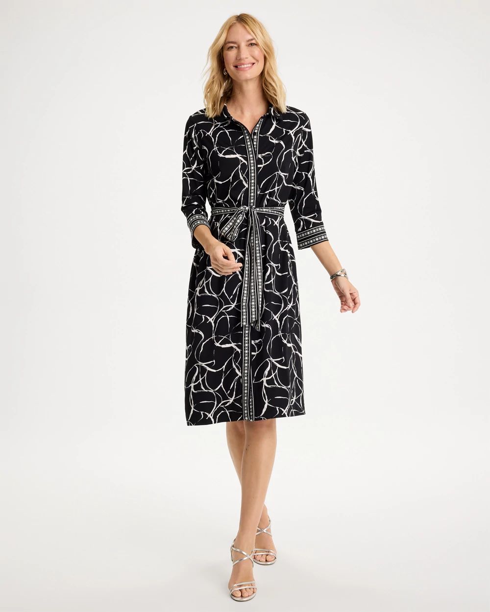 Ponte Printed Shirtdress