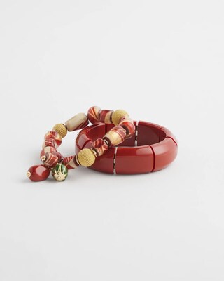 Resin & Raffia Bracelet Set click to view larger image.