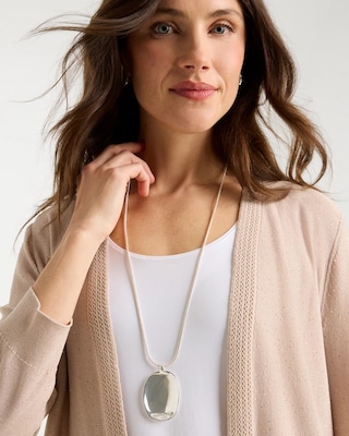 Adjustable Silvertone Pendant Necklace click to view larger image.