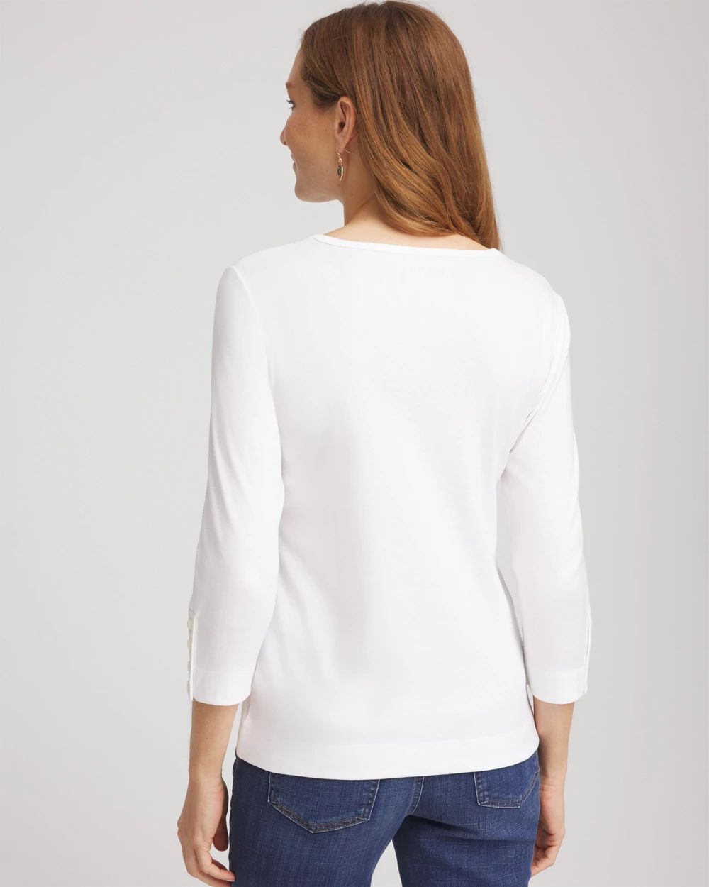 Pima Cotton Crewneck Button Tee