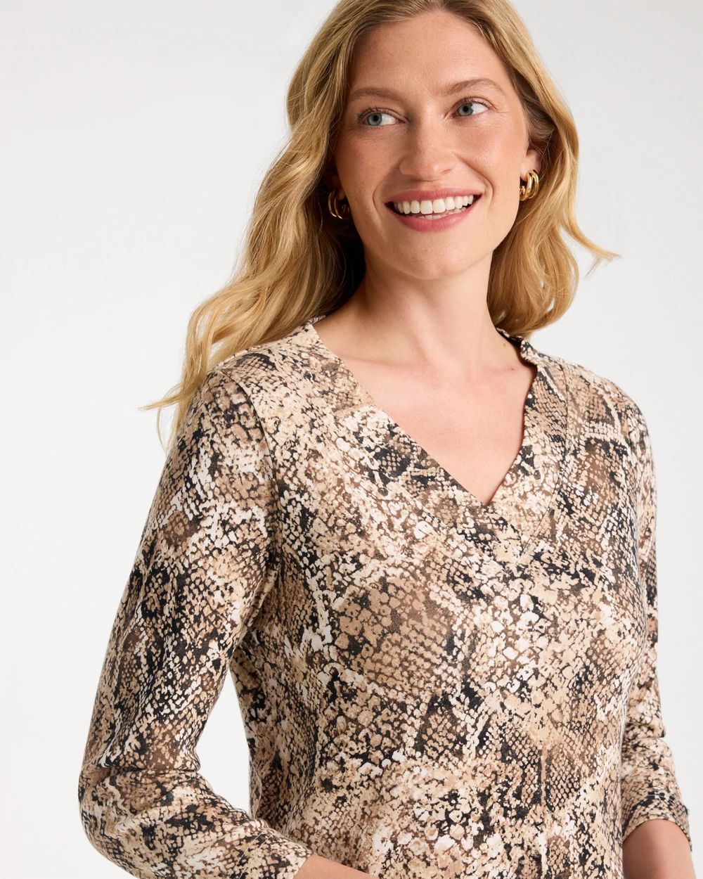 Printed Pima Cotton 3/4 Sleeve Tee click to view larger image.