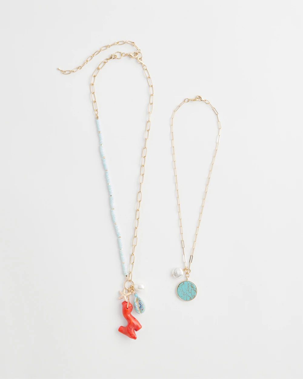 Convertible Coral Turquoise Charm Necklace