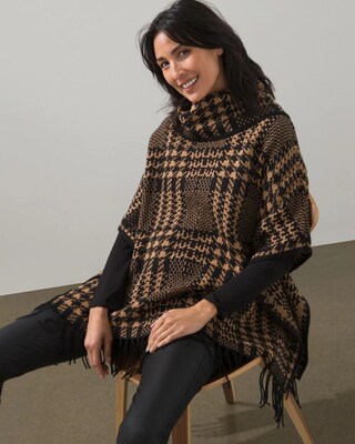 Plaid Knit Poncho