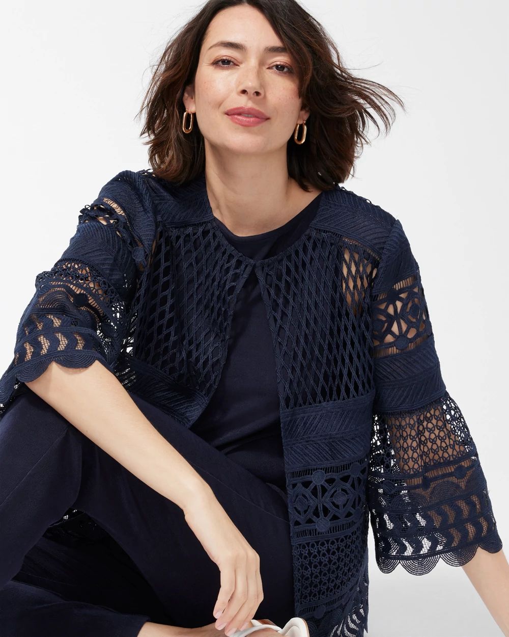 Travelers Collection Crochet Jacket