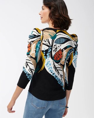 Swirl Print 3/4 Sleeve Romantic Tee