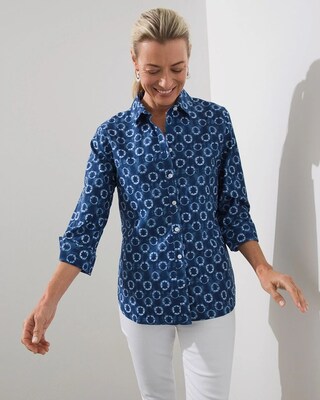No-Iron Stretch Dot Print Shirt