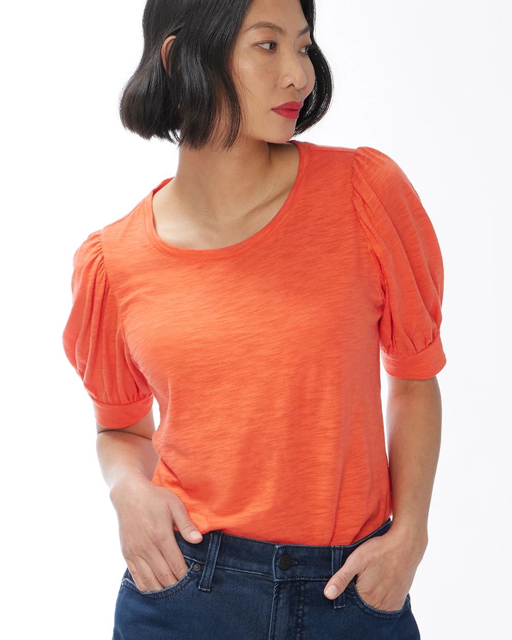 Puff Sleeve Slub Tee