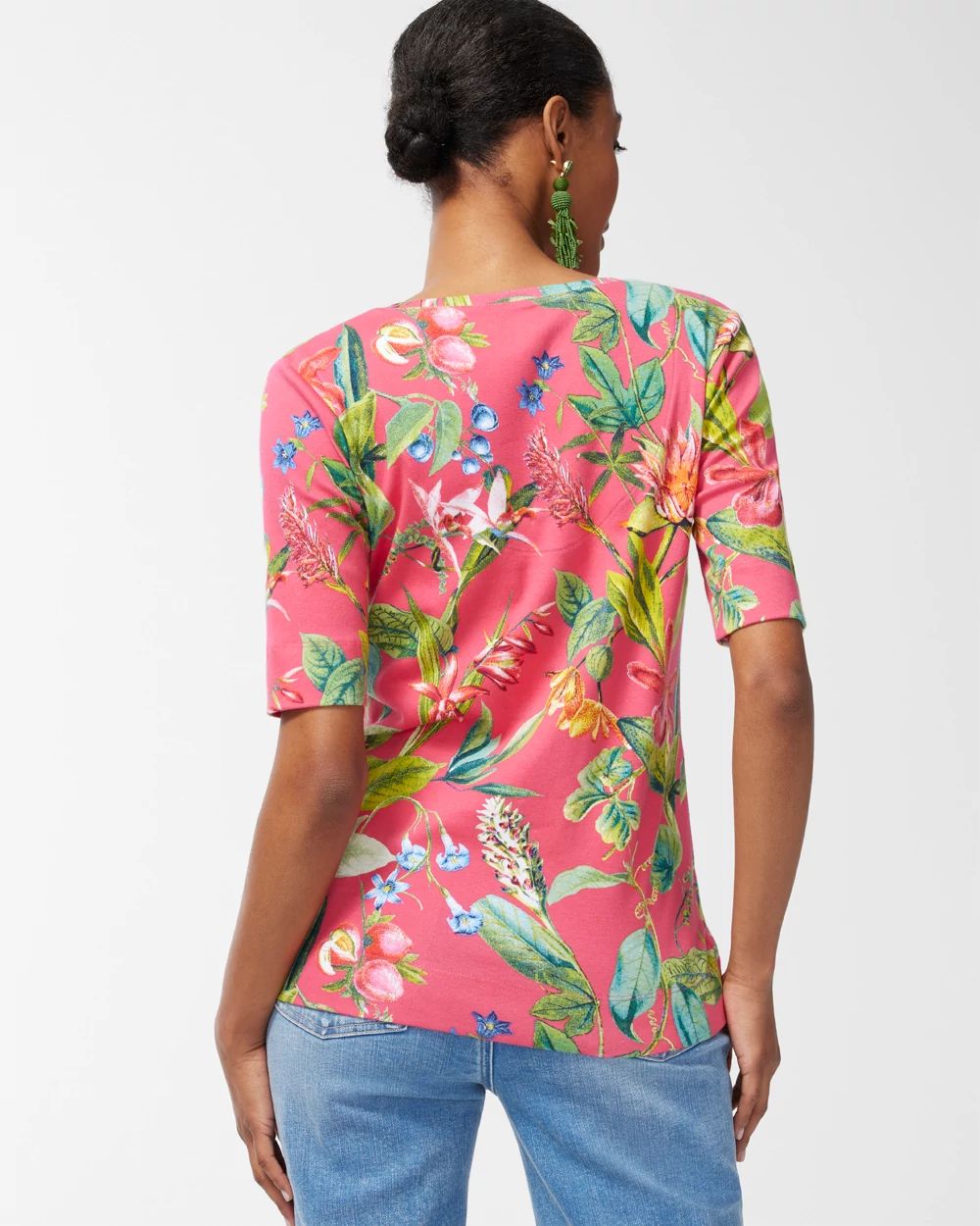 Pima Floral Everyday V-Neck Tee