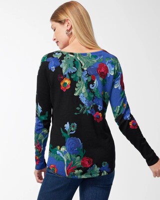 Floral V-neck Pullover Sweater