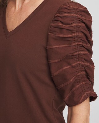 Cotton-Blend Ruched-Sleeve Top click to view larger image.