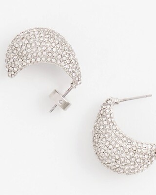 Silver Tone Pavé Huggie Earrings
