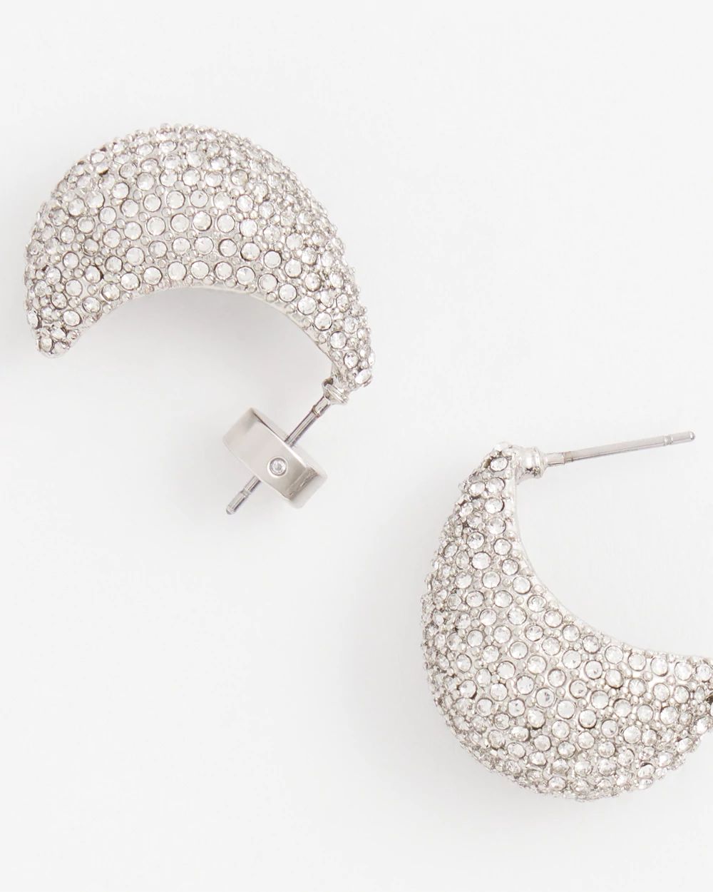 Silver Tone Pavé Huggie Earrings