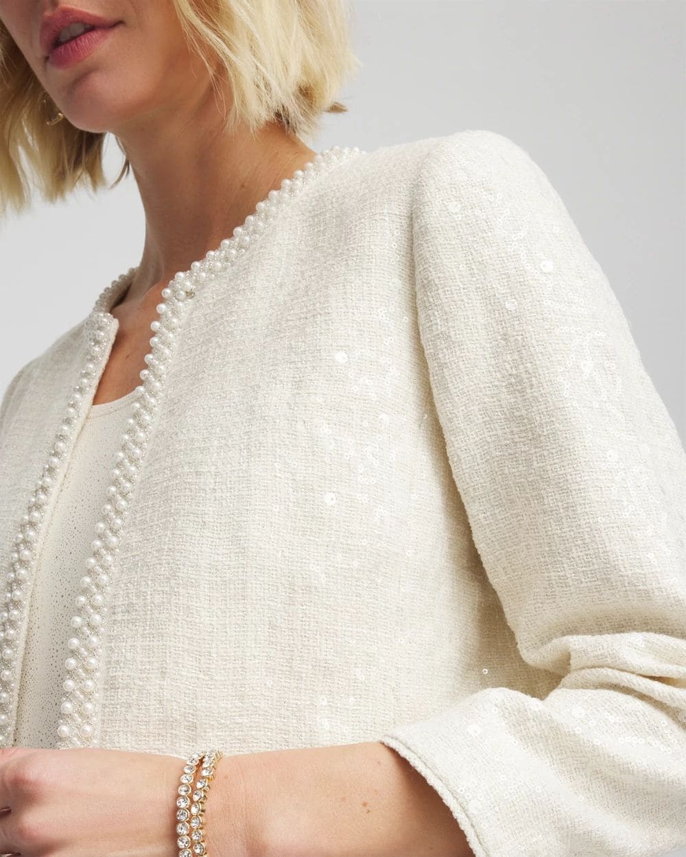 Pearl Trim Tweed Jacket