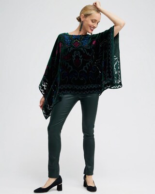 Silk Blend Velvet Burnout Poncho