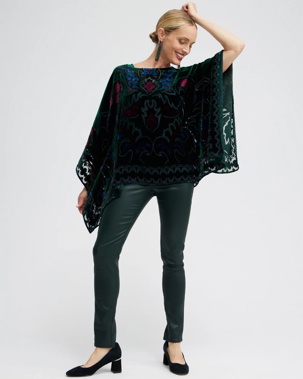 Silk Blend Velvet Burnout Poncho