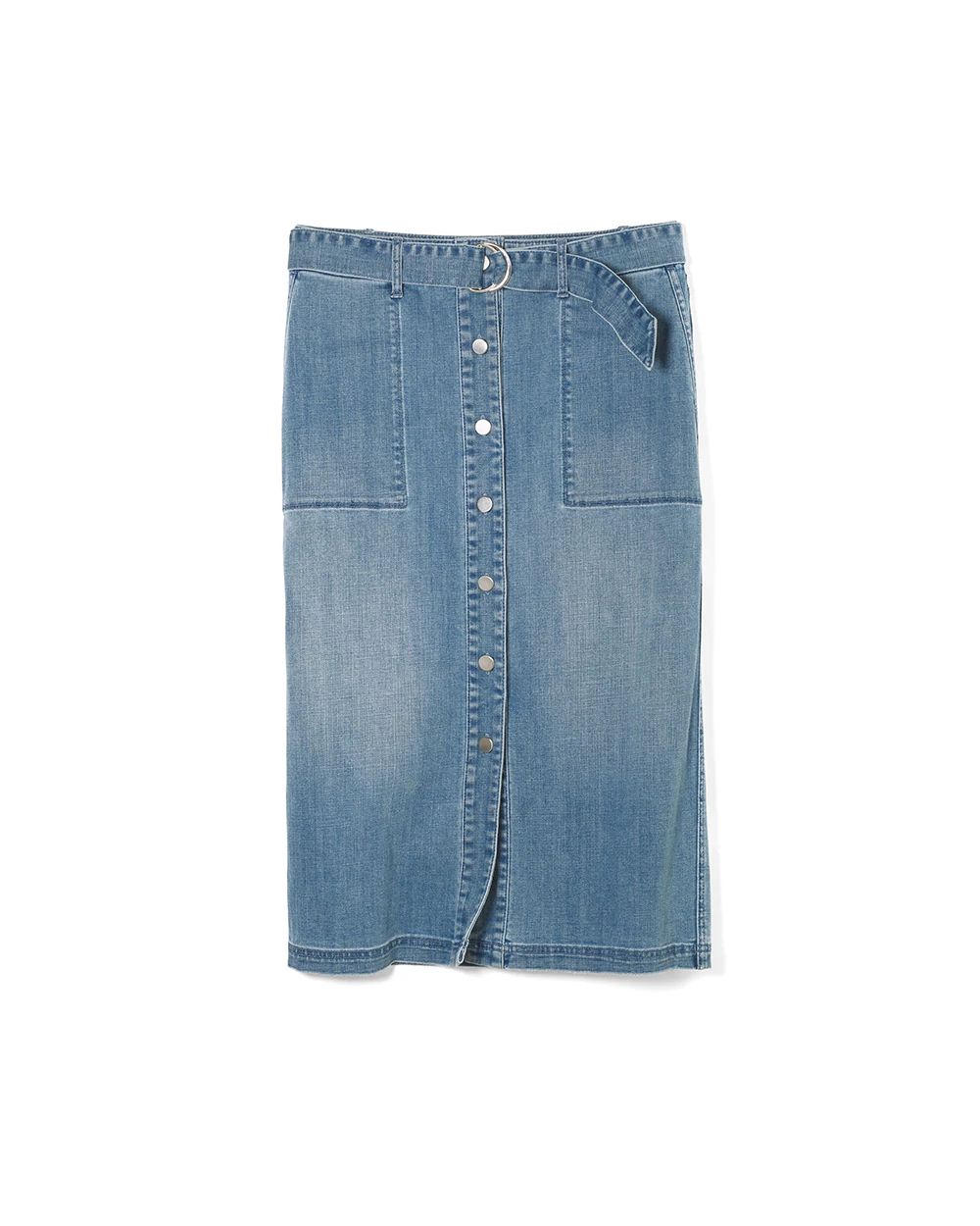 Button-Front Denim Skirt