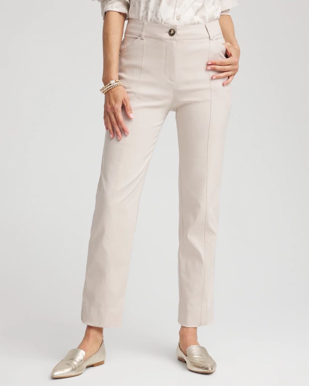 Petite Bi-Stretch Straight Ankle Pants