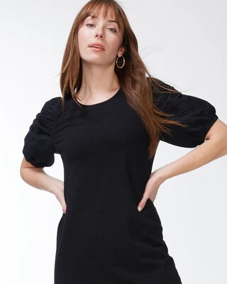 Textured Puff Sleeve Dress