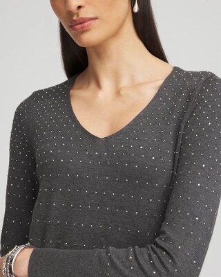Studded V-Neck Sweater click to view larger image.