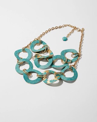 Turquoise and Gold Tone Short Necklace