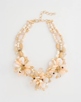 Chico's Originals Neutral Floral Bib Necklace